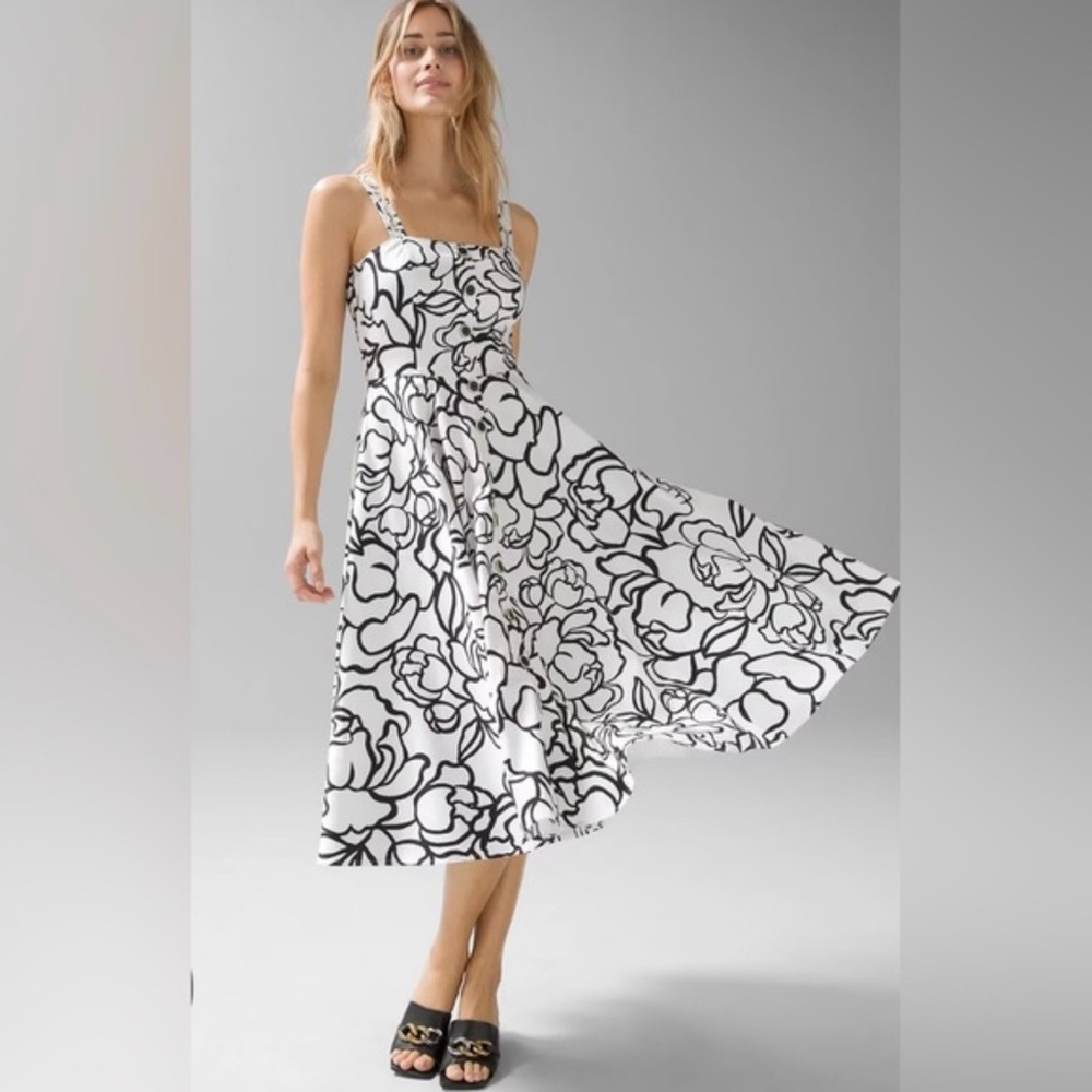 WHBM Abstract Floral Midi Dress